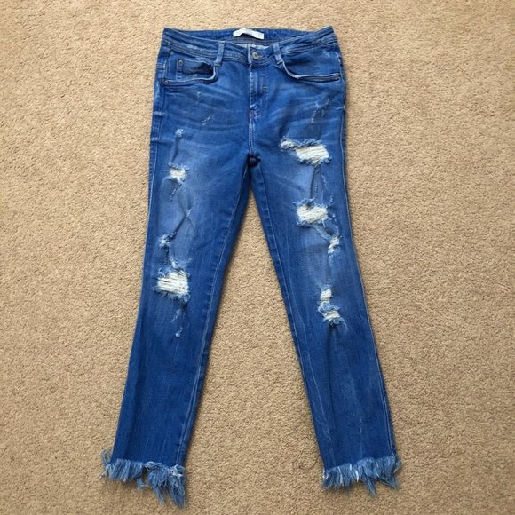 Zara Denim - Zara "Ocean Blue" Cropped Jeans